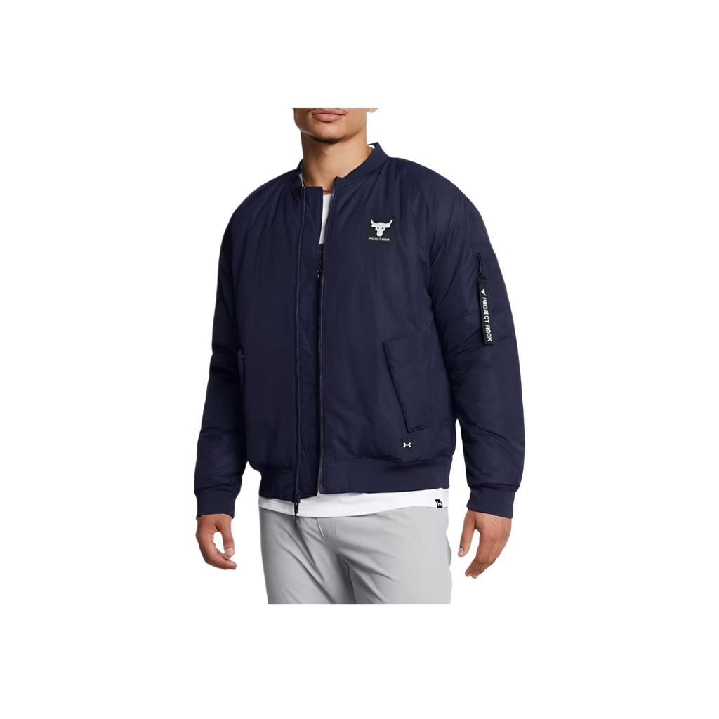 Under Armour Project Rock Comfortable Stylish Letter Solid Color Versatile Casual Jacket Men Jacket Navy-Blue 1387085-410