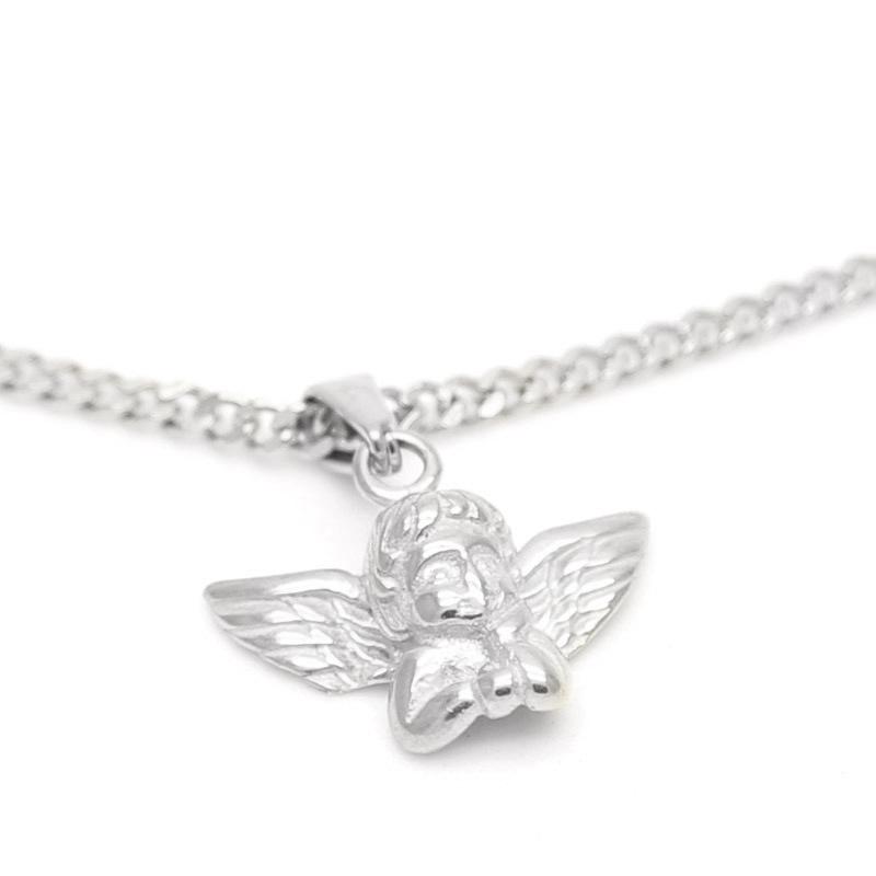 Хип-хоп Золотой Ангел Нержавеющая Сталь Кулон Ожерелье Мужская Мода Тренд Ожерелье