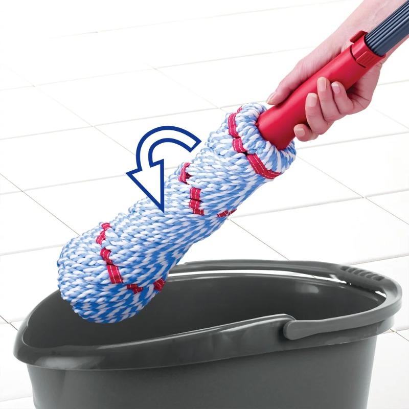 Mop Microfiber 99 Percent Bacteria Removal Washable Reusable Twist Handle 18 Inch Head Fast Floor Cleaning