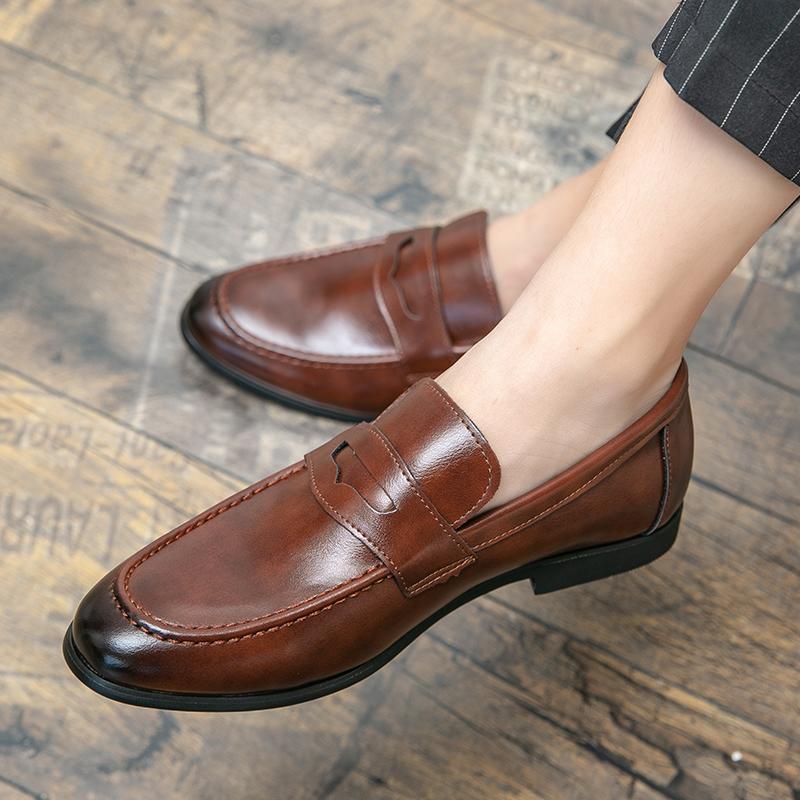 Fashion Mens Dress Wedding Fashion Office High Quality Leather Comfy Business Formal Italy Driving Loafers Shoes for Men Plus Size 38~48