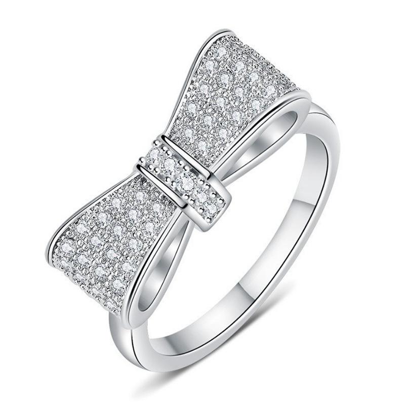 White Bow Zircon Jewelry Simple Women's Jewelry Ring