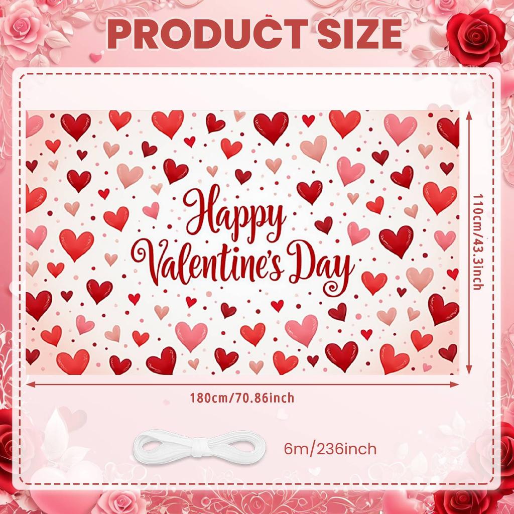 Happy Valentine's Background Valentine's Theme Love Celebration Backdrop Heart Theme Background Heart-shaped Romantic Banner