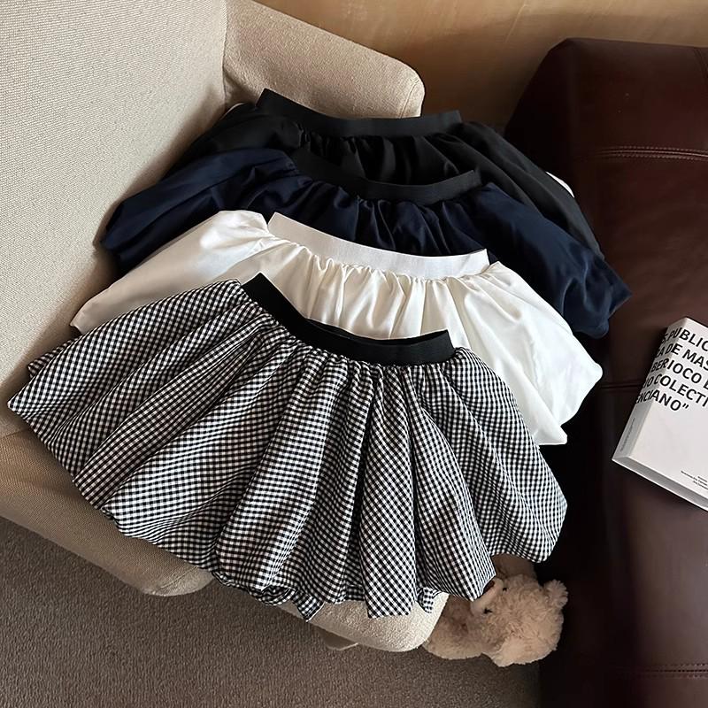 Kostkovaná elastická sukně A-střihu midi s vysokým pasem - Dámská 2025 korejský styl, zeštíhlující a proti odhalení