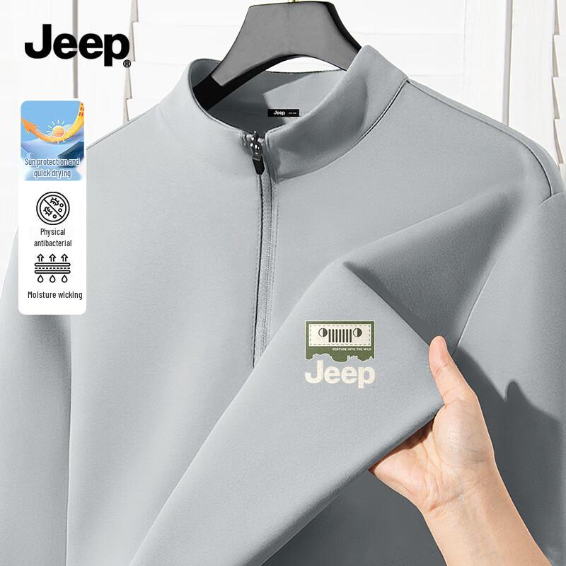 JEEP Men s Quick-Dry Anti-Bacterial Half-Zip Long-Sleeve T-Shirt 3XL