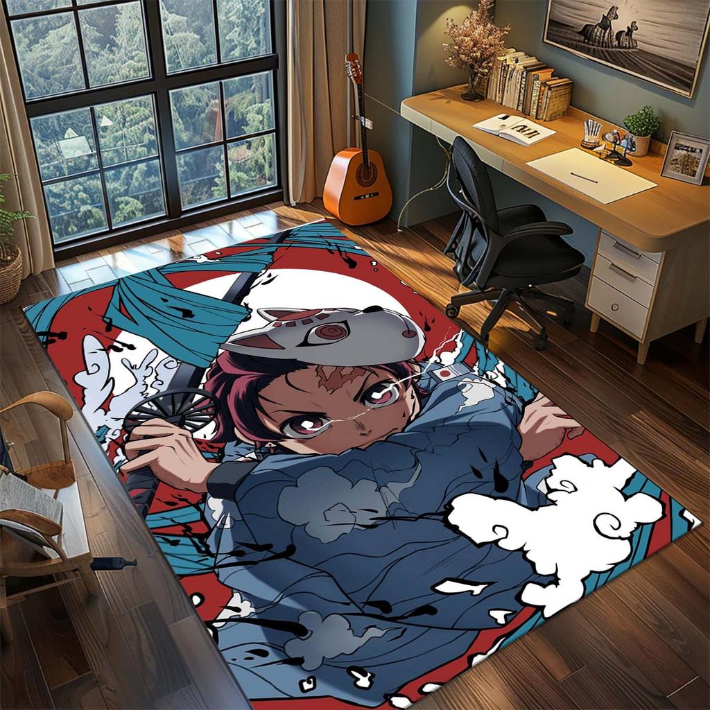 Demon Slayer Anime Rug Carpet Large Area Rug Non Slip Washable Floor Mat Gamer Room Bedroom Home Decor -QJY