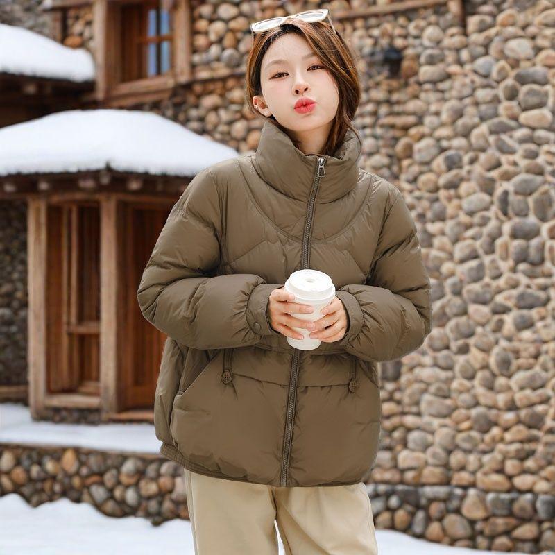 Chaqueta de Algodón Elegante y Adelgazante para Mujeres Petite, Ligera y Cálida, Diseño de Cuello Alto