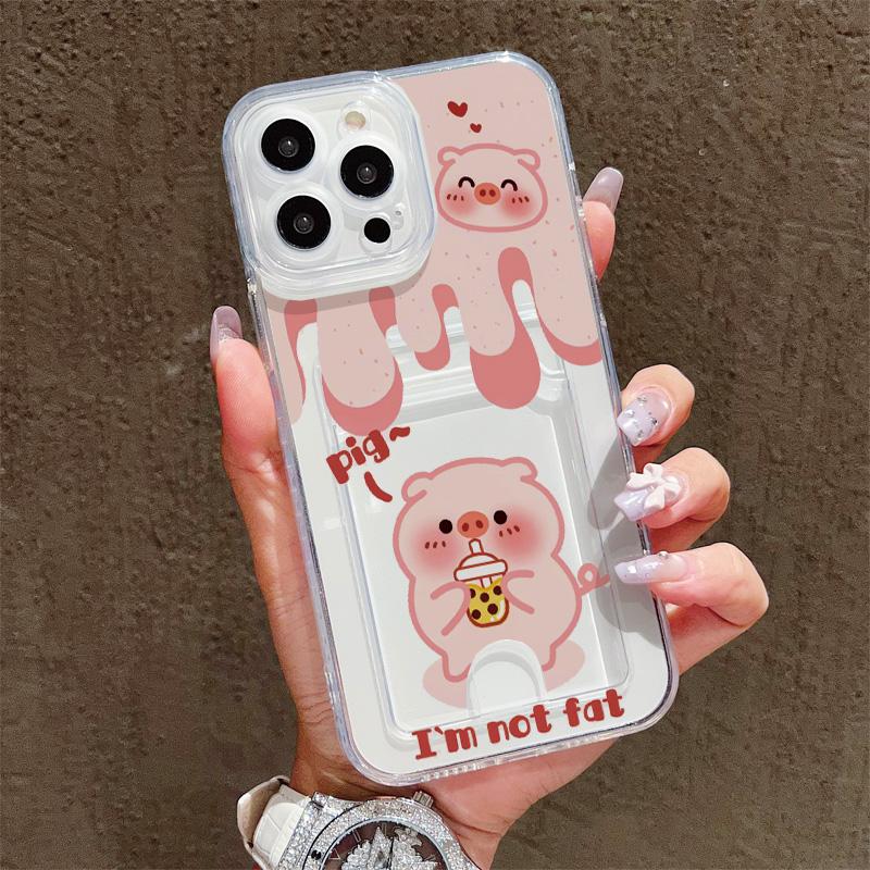 Card Slot Holder Silicone Wallet Pocket Case For Xiaomi Redmi Note 12 13 Honor Smart 90 Oppo A18 A38 A58 Samsung S23 S24 S25 Cover Clear Phone Bumper