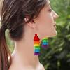 Lightweight Long Drop Dangle Earrings Rainbow Layered Trendy Pride Jewelry  Boy