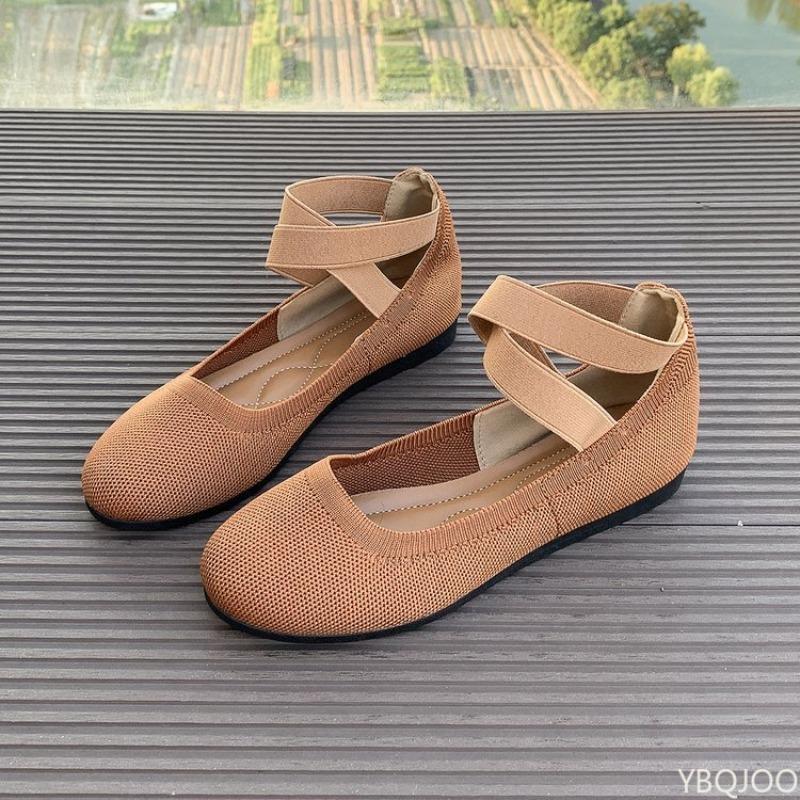 Fashion Mujer Solid Color Simple Knitted Shoes Women Comfortable Flat Sneakers Women Casual Easy Matching Breathable Loafers Shoes