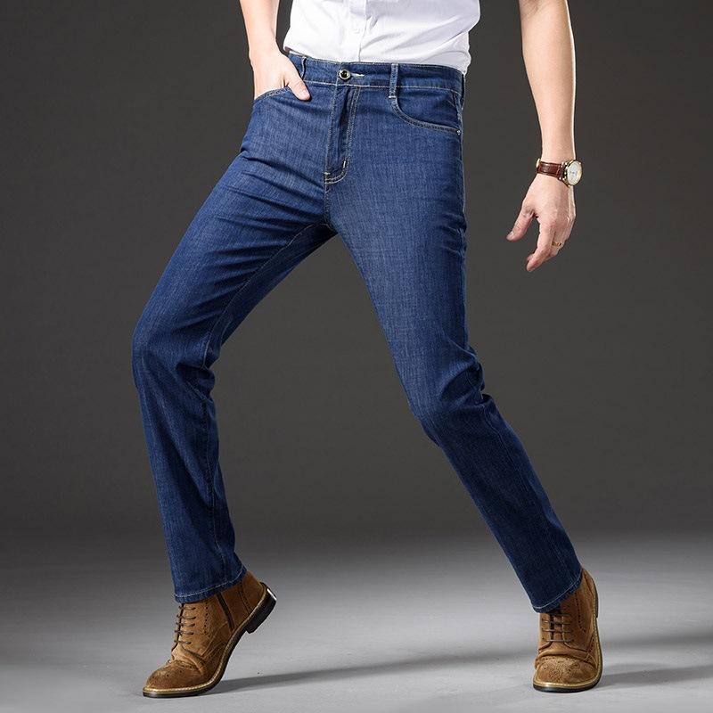 

Джинсы Мужские Весенне-летние из шелкового твила с высокой посадкой Свободные Деловые Прямые Брюки 42