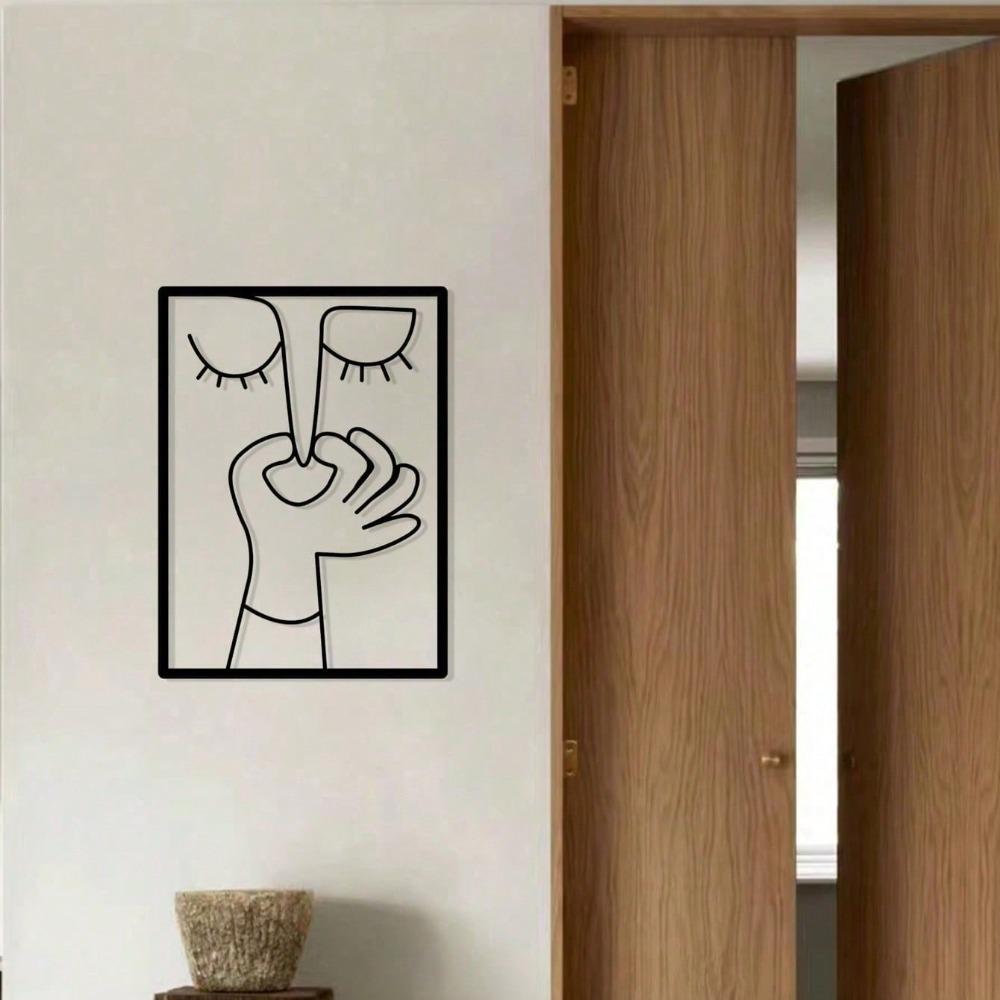 1pc Metal Nose Clip Wall Art, Minimalist Bathroom Line Art, Funny Toilet Decor, Guest Bathroom Hanging, Iron Craft Home Decor