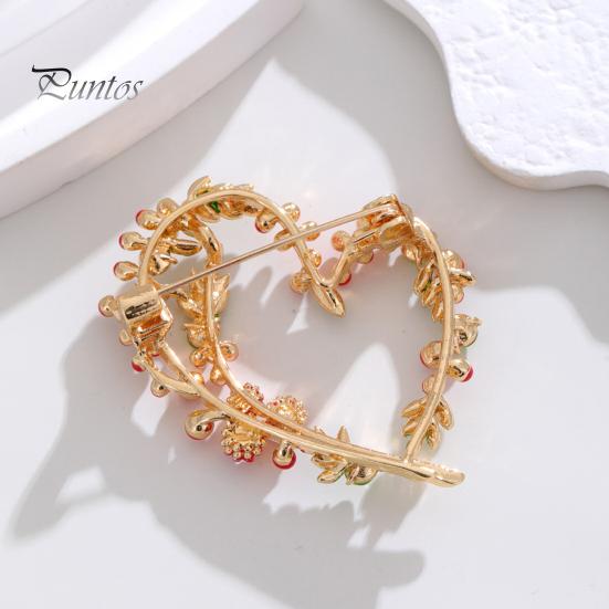 Vintage Oil Drop Mimosa Fruit Brooch Love Wreath Corsage Shiny Rhinestones Clothes Hat Badge Mother Day Gift