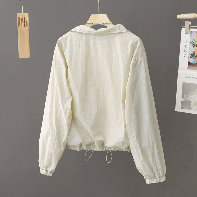 Damen Stehkragen Sommer Sonnenschutz Kleidung Langarm Dünne Jacke Mantel Atmungsaktiv Lässig Locker Leicht Outdoor-Bekleidung