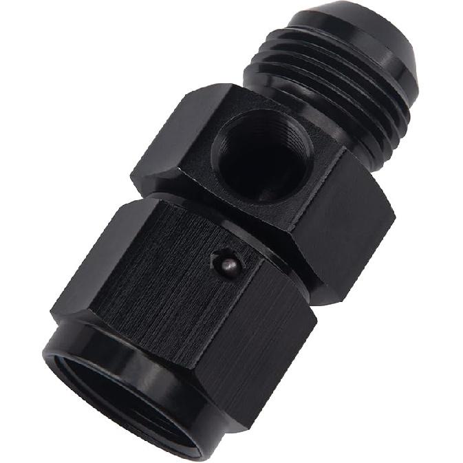 EVIL ENERGY 6AN Male Flare to -6 Female Swivel with 1/8" NPT Gauge Port Fuel Pressure Take off Fitting Adapter Aluminum
