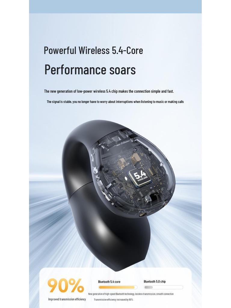 M67 True Wireless Clip-On Bluetooth Earbuds with Ultra-Long Battery Life, Charging Case, and Digital Display