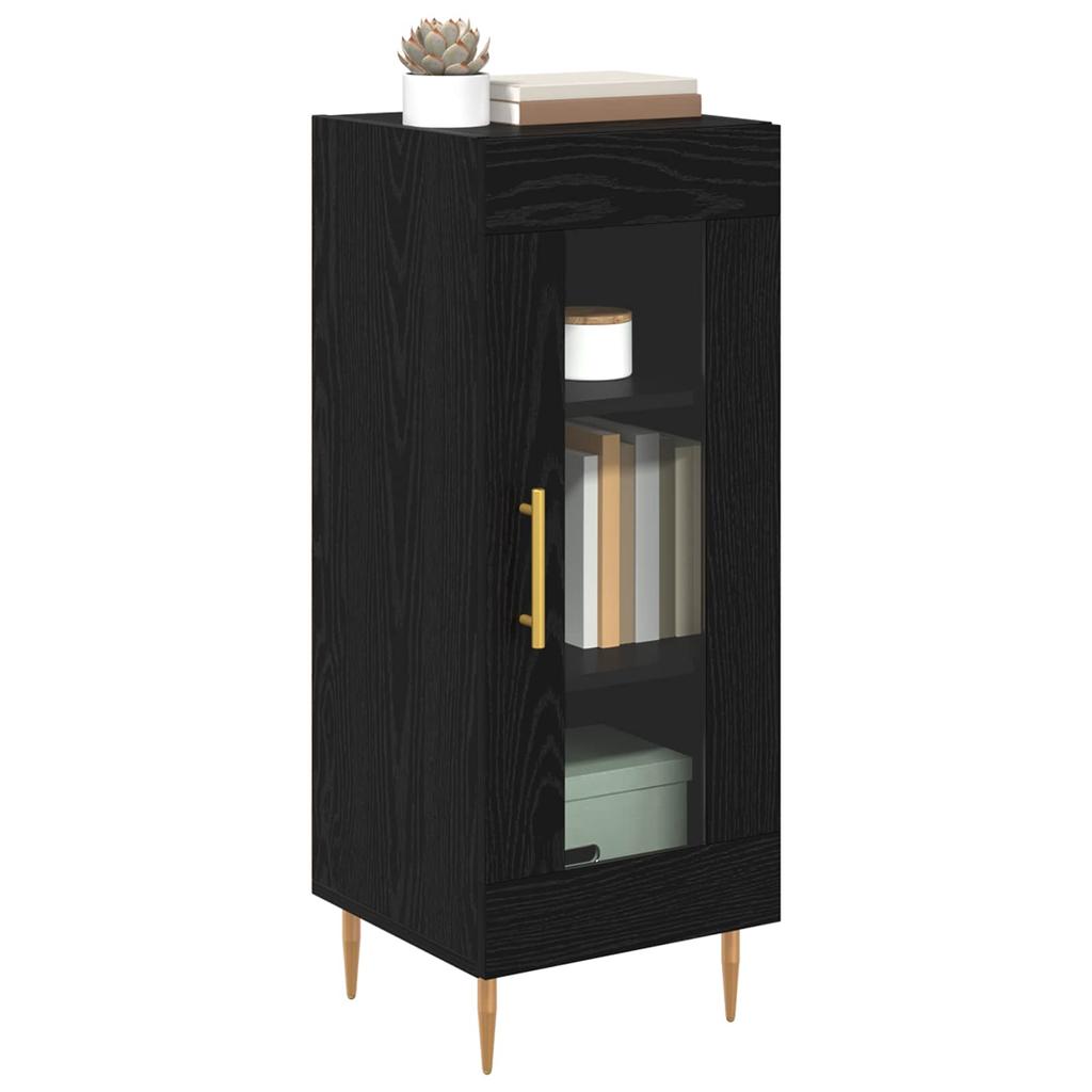 Sideboard Black Oak Effect 34 X 34.5 X 90 Cm Engineered Wood