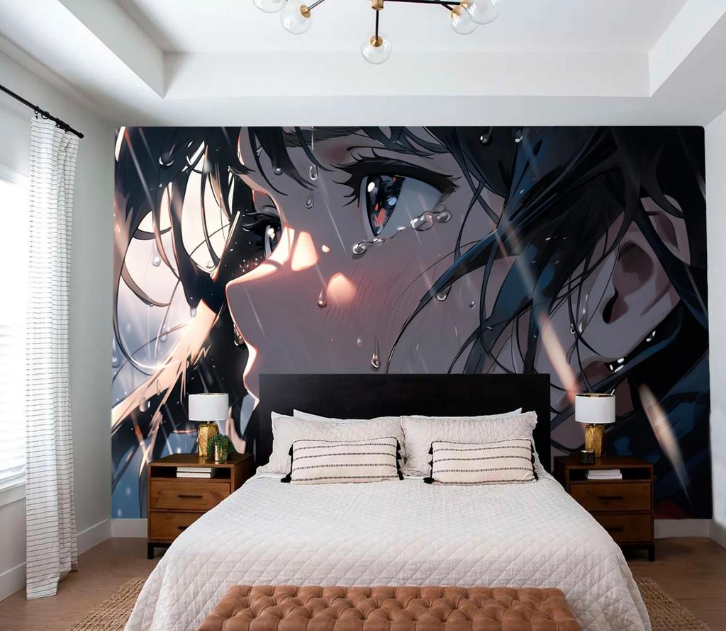 Anime Wallpaper Girl In The Rain Mural Removable Self Adhesive Print For Youth Wall Art Anime Characters Game Room Décor