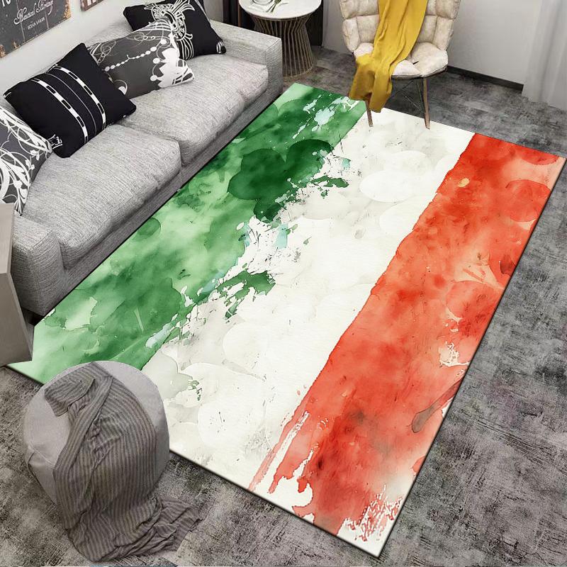 Abstract Italian Flag Design Watercolor Carpet for Bedroom Decor Suitable for use as an anti-slip for living room bedroom sofas