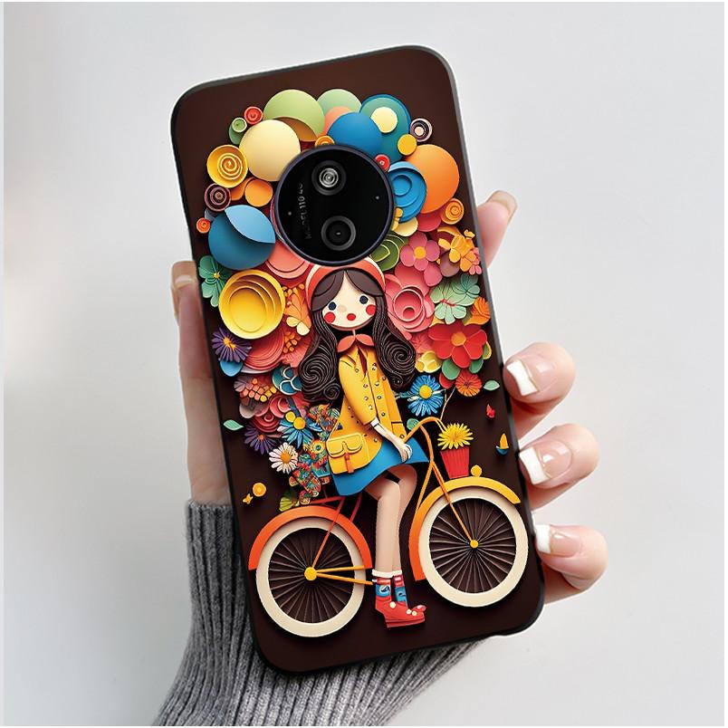 Phone Case For Nokia 125 HMD 110 4G 2024 Casing Luxury Cute Love Rabbit Funny Cartoon Black Matte Soft Silicone Shockproof Cover