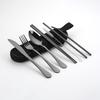 Travel Portable Stainless Steel Cutlery Set: Knife, Fork, Spoon, Straw, Chopsticks with Bag