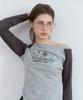 ROLAROLA Logo Graphic Off Shoulder Raglan T-Shirt Charcoal