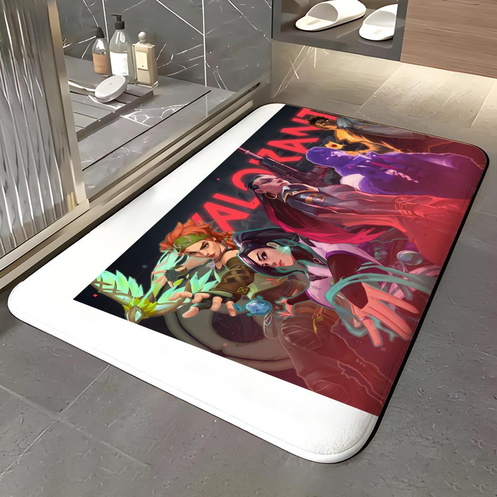 

game V-Valorant Floor Mat Soft Flannel Entrance Door Mat Non Slip Absorbent Bathroom Bedroom Floor Rug 40x60cm