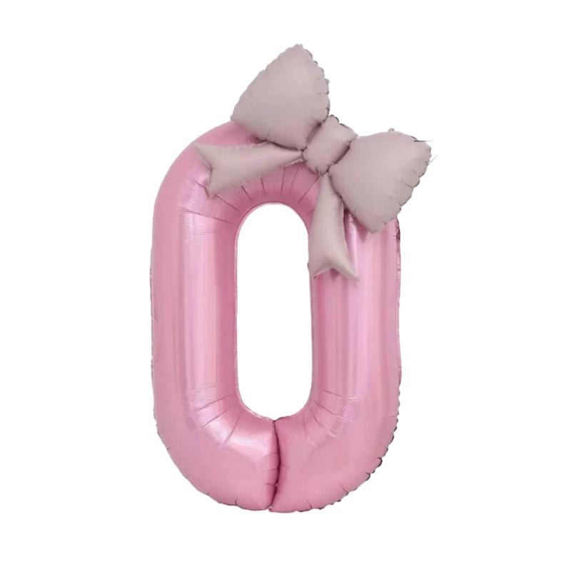 

652F Pink Bowknot Number Balloon 40Inch Oversize Aluminum Foil Balloon For Children Birthday Decorations Festival Accessories 6