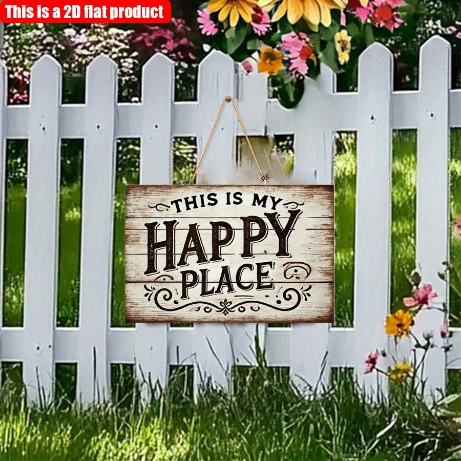 2D flat 20*10cm1pc "This Is My Happy Place" Vintage Style Wooden Decorative Sign, elegant Artistic pattern Wall Hanging Plaque, with No Electricity