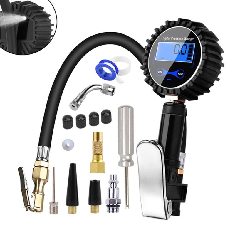 Digital Car Tire Air Pressure Inflator Gauges LED Display Car Tire Inflator Locking-on Tyre Pump for Motorcycle Bicycles