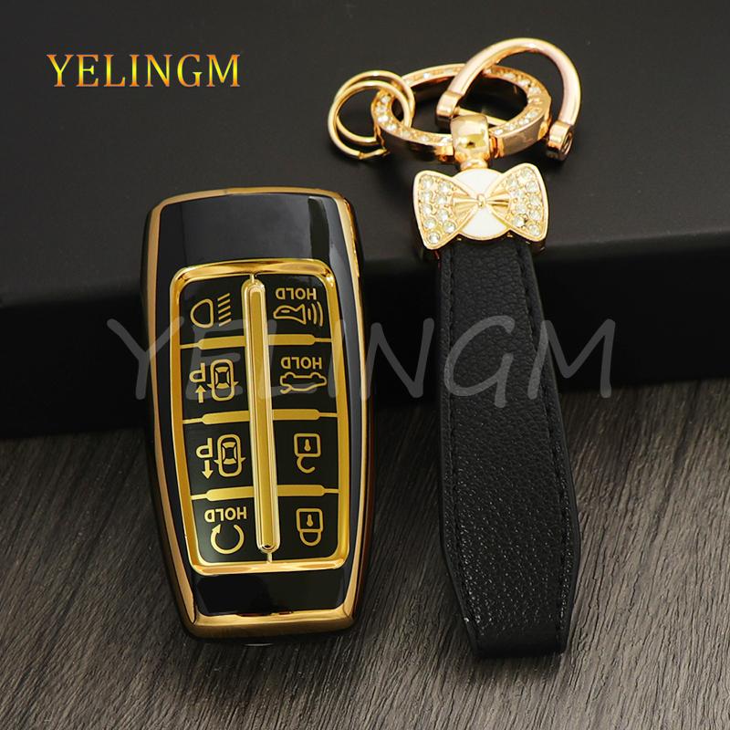 Soft Tpu Car Key Case For Genesis Key Fob Cover Keychain For Hyundai Gv80 Gv90 G70 G80 G90 Gv70 8 Buttons Accessories