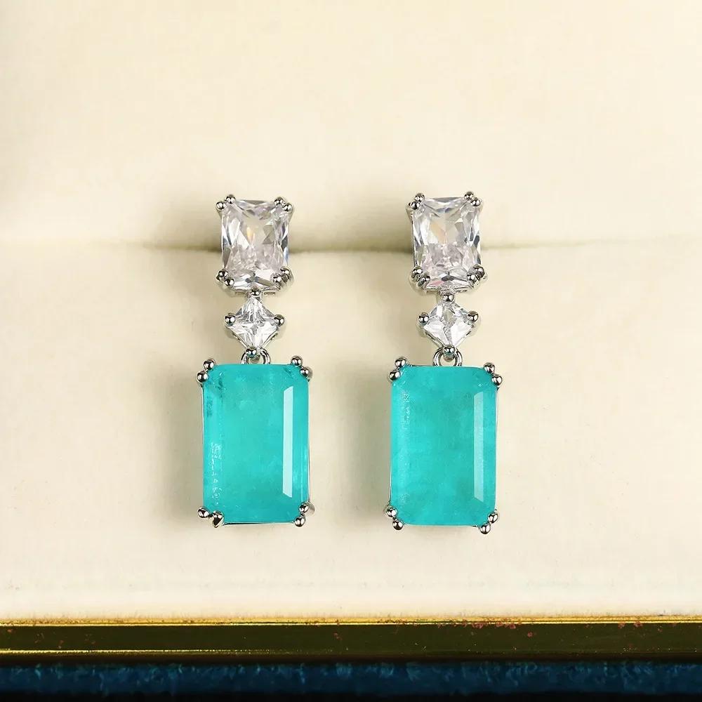 Shiny Zircon Wedding Hanging Earrings with High Grade Temperament Geometric Cubic Zirconia  Quality Women's Luxury Jewelry