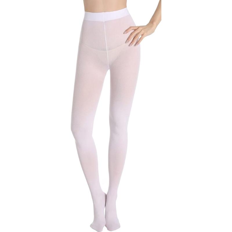 Run Resistant Solid Colored Semi Opaque Footed Tights High Waist Pantyhose Control Top Tights Halloween Cosplay Costume