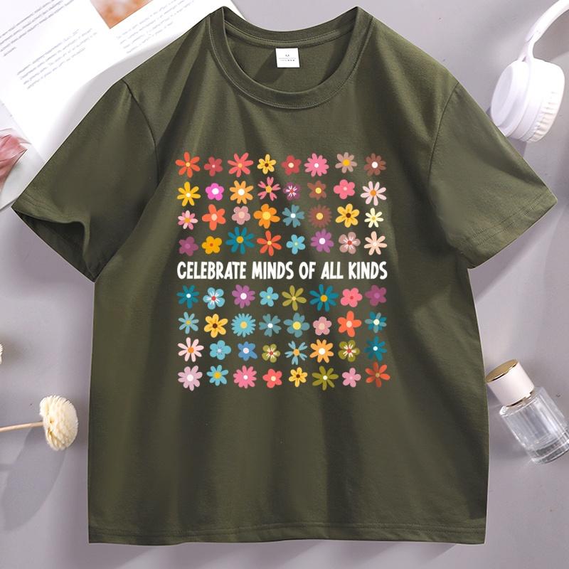 Celebrate Minds of All Kinds T Shirt Unisex Unisex Autismus Bewusstsein TShirt Comfortable Round Neck Printed Tshirt Clothing