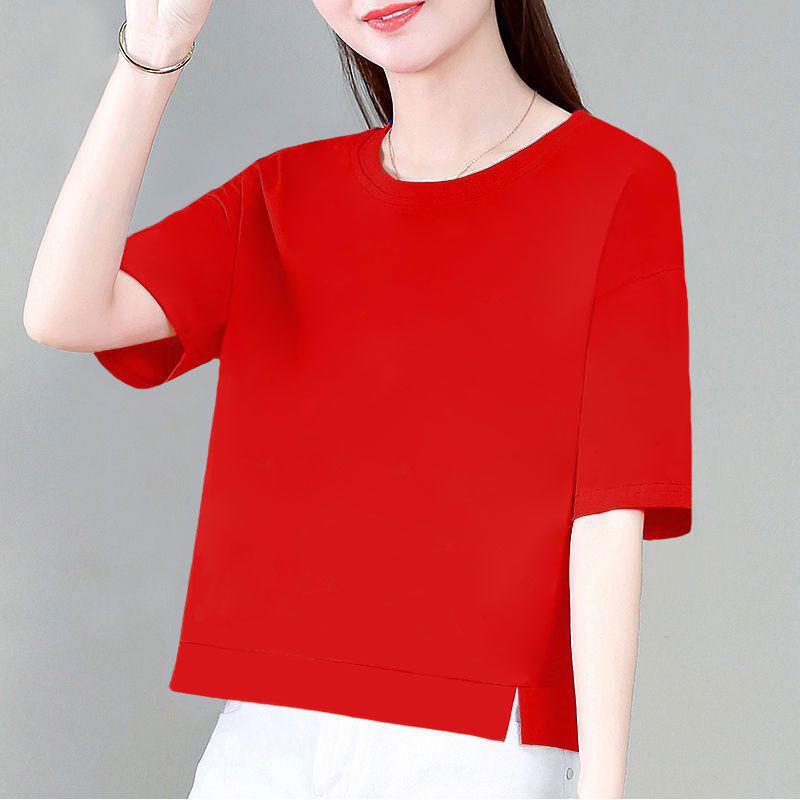 

Женский летний топ в корейском стиле, черный, хлопковый, с коротким рукавом, свободного кроя 2XL (for 130-145 jin)