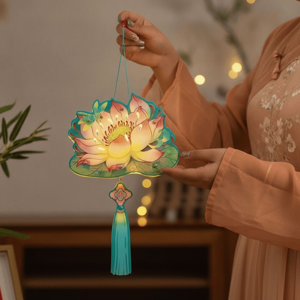 LED Glow DIY Paper Lantern Handmade Chinese Flower Lamp Glowing Rabbit Light  Family