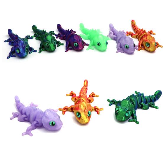 3D Printed Chameleon Figurine Movable Joints Mini Lizard Figure Articulated Animal