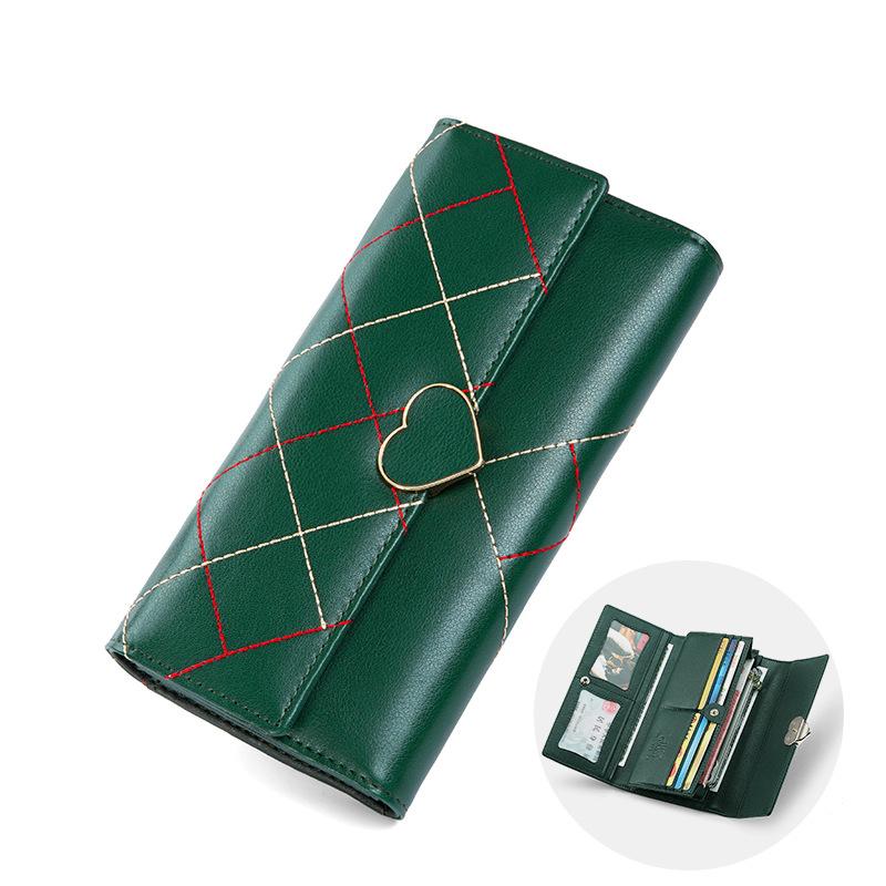 Women's Long Wallet Leather Tri-fold Clutch Multifunction Wallet