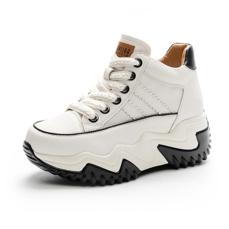 Leather dad shoes women's autumn 2025 new inner height increase casual fashion sports shoes thick sole inner height increase women's shoes