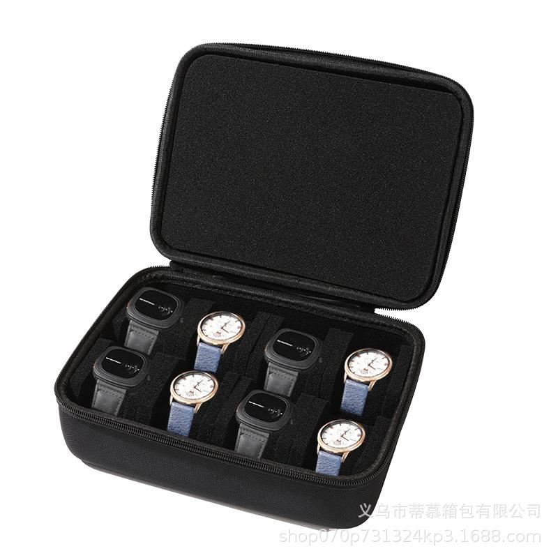 Portable Watch Travel Case, Storage Box Organizer with Sponge Insert for Apple Watch Huawei Samsung Smartwatch Multi Slot Holder