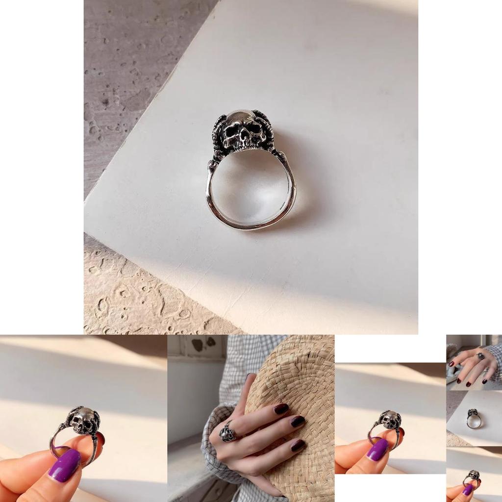 Unique Vintage Design Skull Ring For Women Stylish Adjustable Copper Jewelry