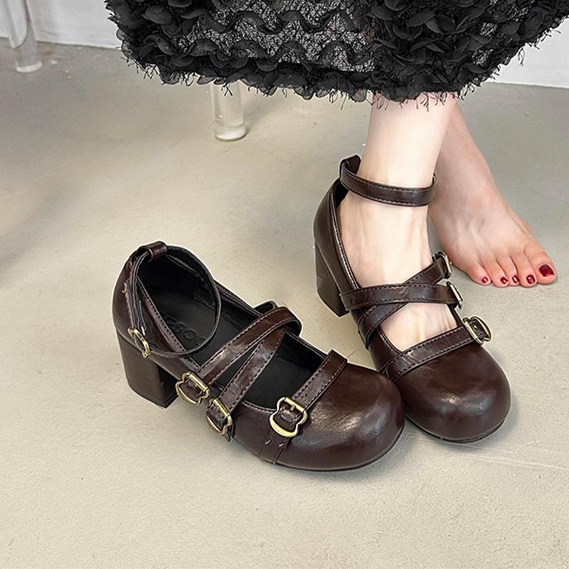 Fashion High Heels Women Mary Jance Shoes Fashion Dress Chunky Shoes Luxury Designer Elegant Pumps 2025 Autumn New Sexy Zapatos De Mujer