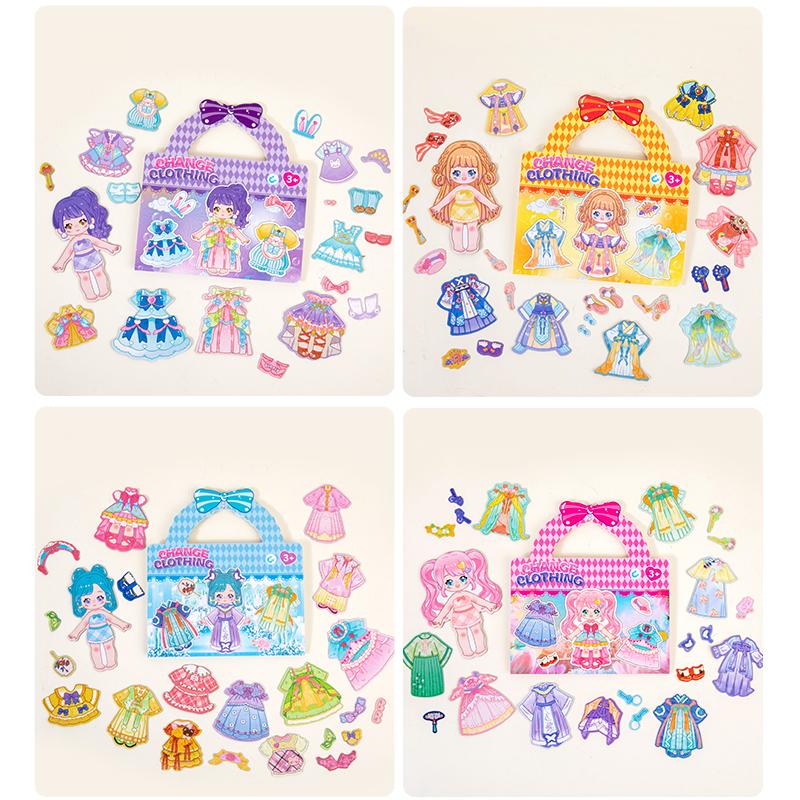 Magnetic Refrigerator Cute Princess Dress-Up Stickers Girls' Imaginative Play DIY Materials Magnet Matching Puzzles Games Gifts