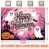 Party Backdrop Halloween Flat Spanish Language Ghosts Pumpkins Spooky Haunted House Photo Booth Background Front Door Decor