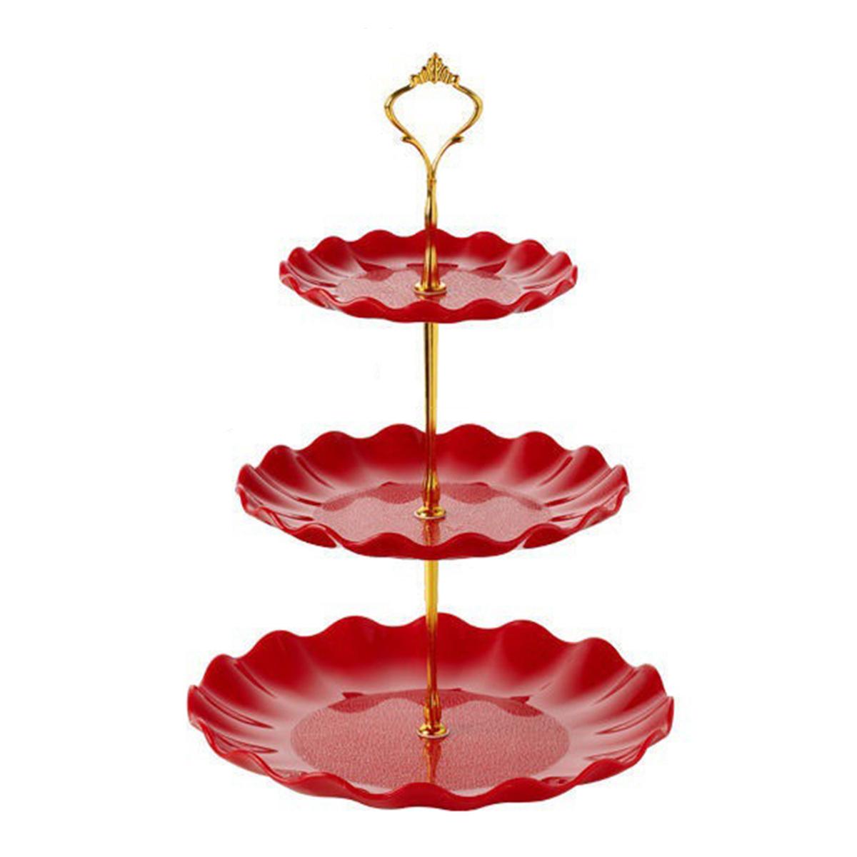 

Пластиковый столик для десерта, волнистый, в европейском и американском стиле, для шведского стола, перерыва на чай, подноса для торта, фруктовой тарелки красный