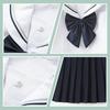 [Formemory] Sailor Uniform Authentic School Uniform Cosplay White Long-Sleeve and Short-Sleeve Variants Navy Blue 3-Piece Set (S, Long-Sleeve)