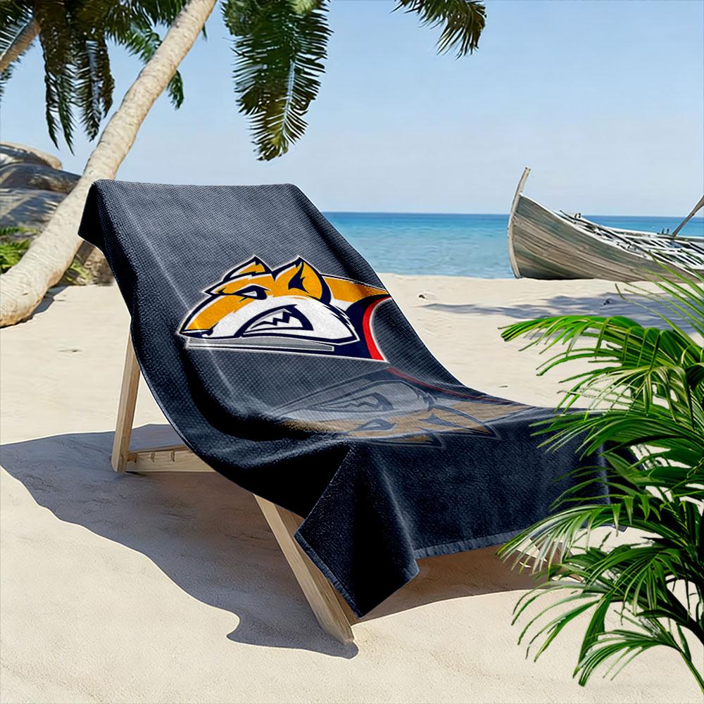 Fierce Fox Logo on Blue Background Patterned beach towel quick dry perfect for travel outdoor sports jogging the beach and swimming