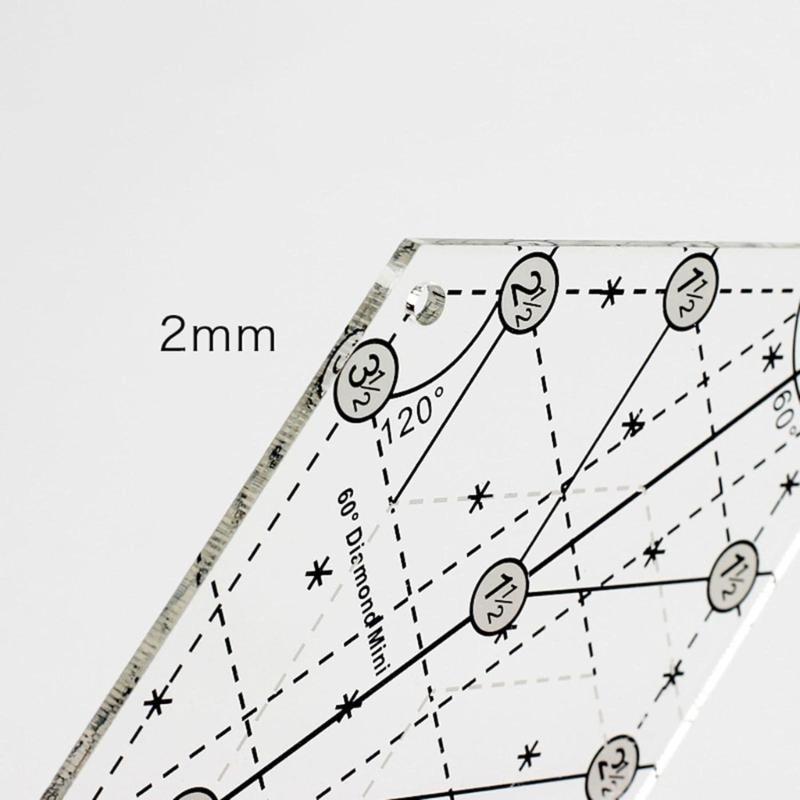 60 graders quiltmall Sylineal Quiltlinjal Hantverkslinjal för Enkla Quiltmönster Tillbehör