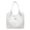 Fashi Solid Nyl Youth Women's Tote Bag Star Print Large Capacity Casual Shoulder Bags School Work Travel Daily Use Handbag
