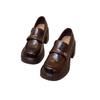 British Style Platform Loafers Women's 2025 Spring New Retro Leather Thick Heel Single Shoes Women's One-pedal Jk Small Leather Shoes