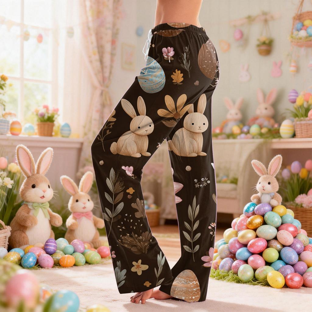 Women's Casual Fashion Easter Print Loose-fitting Pajama Pants
